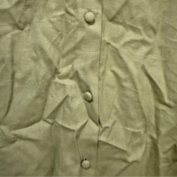 NWT ZARA Olive Green Linen Open Back Tie Blouse L - Picture 2 of 8